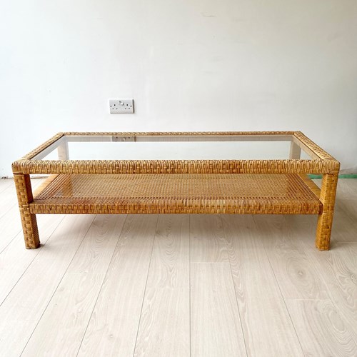 Vintage Wicker And Rattan Coffee Table