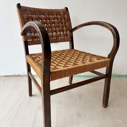 Vintage Bauhaus Style Woven Rope Armchair