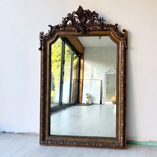 Antique French Gilt Crested Mirror