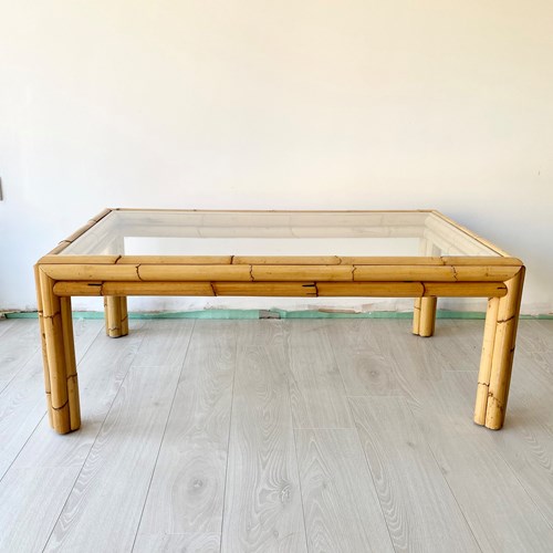 Vintage French Bamboo Coffee Table