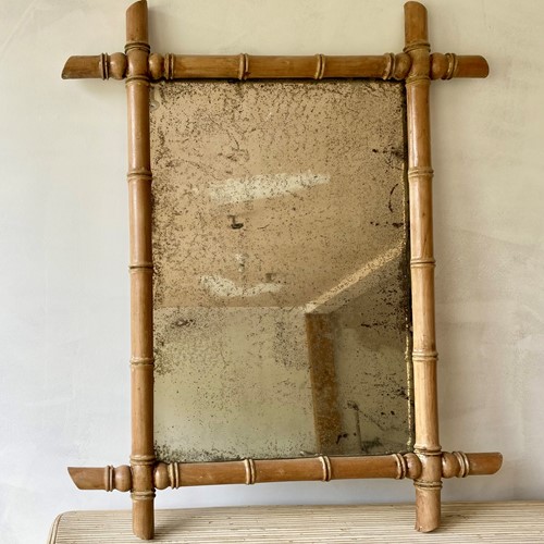 Vintage French faux bamboo mirror