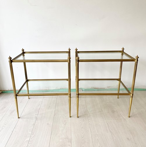 Pair Of Vintage French Brass Side Tables 