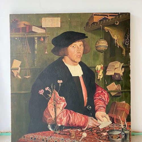 Oil Painting The Merchant Georg Gisze After Holbein