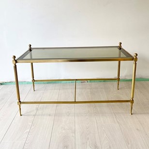 Vintage Brass And Glass Coffee Tabl...