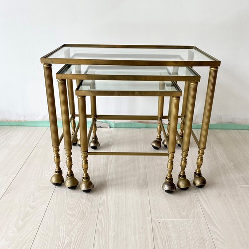 Nest Of Vintage French  Brass Tables