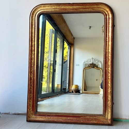 Beautiful Antique French Louis Philippe Gilt Mirror