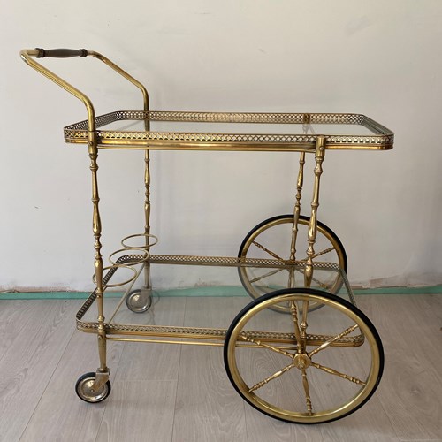 Vintage French Brass Drinks Trolley