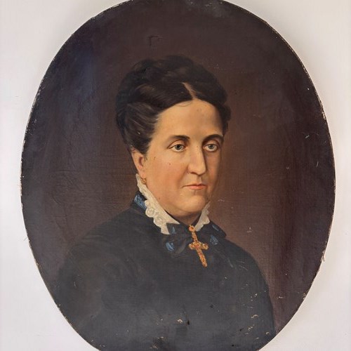 19Th Century French  Oil Portrait Pensive Lady