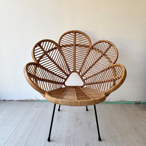 Vintage French Rattan Flower Petal Chair 1950'S