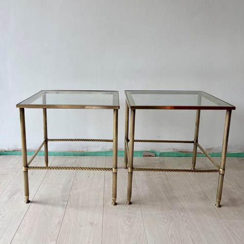 Pair Of Vintage Brass And Glass Tables