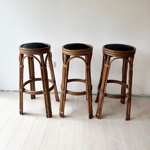 Vintage French Bamboo Bar Stool