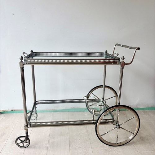 Classic Vintage French Silver Drinks Trolley