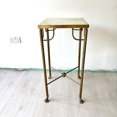 Tall Brass And Onyx Plant Stand