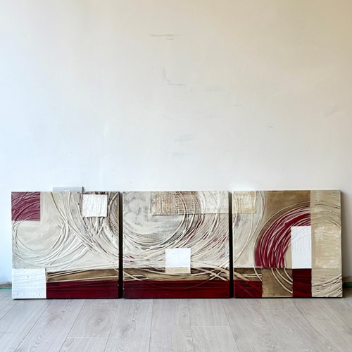 Triptych Panel Of Abstract Modern Art 
