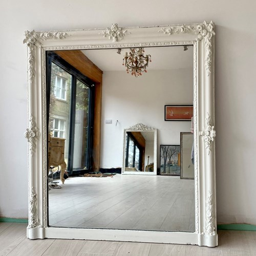 Antique French Painted Square Mirror