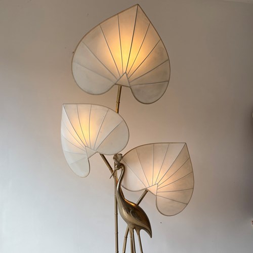 Vintage Brass Flamingo Or Egret Floor Lamp By Antonio Pavia