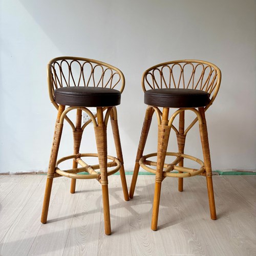 Pair Of Vintage Angraves Bamboo Stools