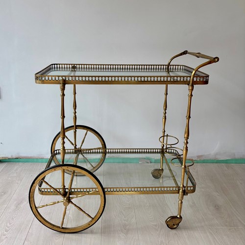 Vintage French Brass Drinks Trolley