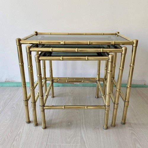 Nest Of Vintage French Brass Bamboo Tables