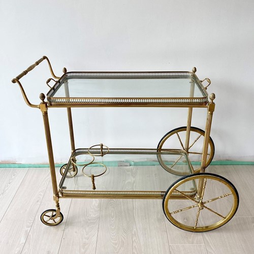 Classic Vintage French Brass Drinks Trolley
