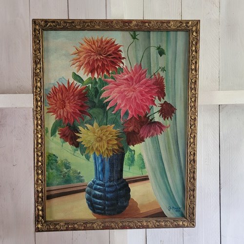 A French Floral Oil Dated 1936