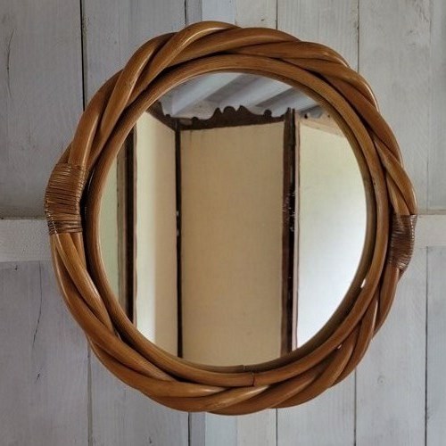 A French Vintage Rattan Mirror