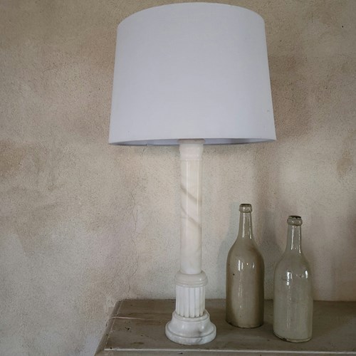 A Alabaster Column Table Lamp