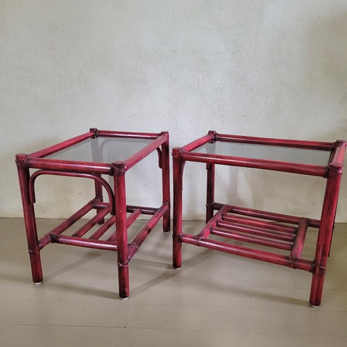 A Pair Of French Rattan Tables