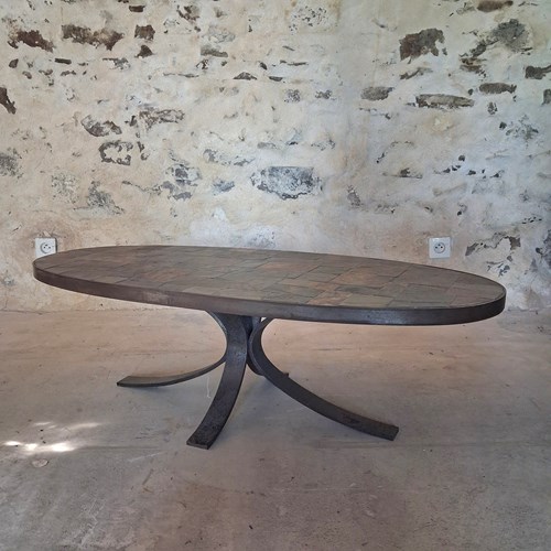 A French Tiled Brutalist Table 1970'S 