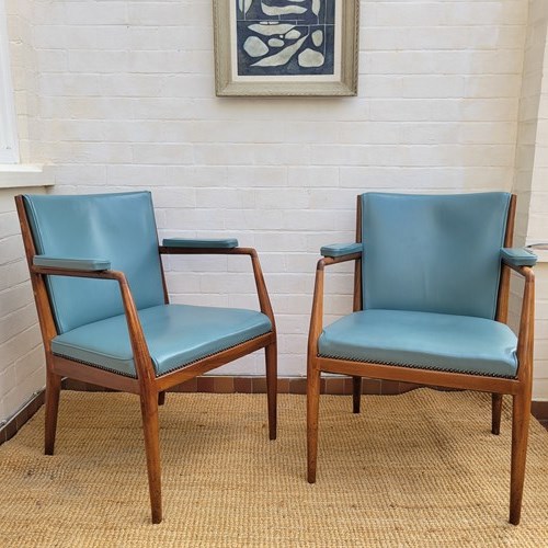 Pair Of Mid Century Leather Board Room Chairs