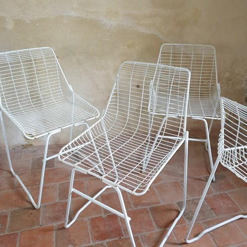 Rare French Prototype 4 Wire Chairs 1970'S