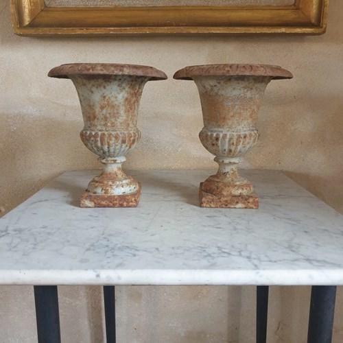 A Pair Of French Cast Iron Urns, 1890