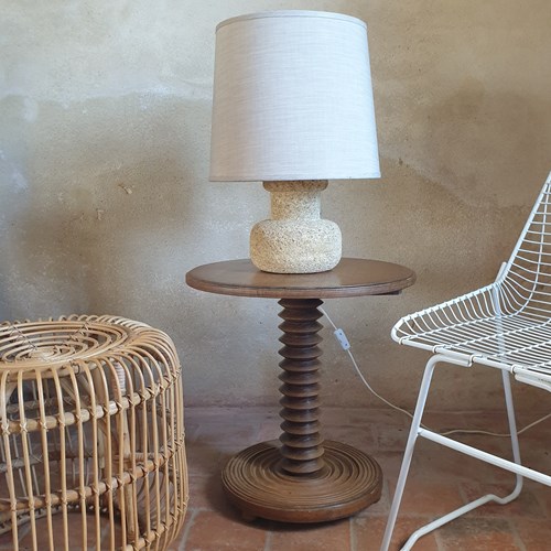 French Brutalist Stone Table Lamp