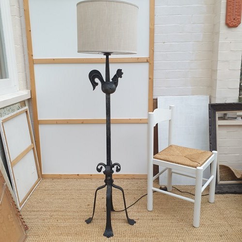 French 1950'S Marolles Iron Rooster Floor Lamp