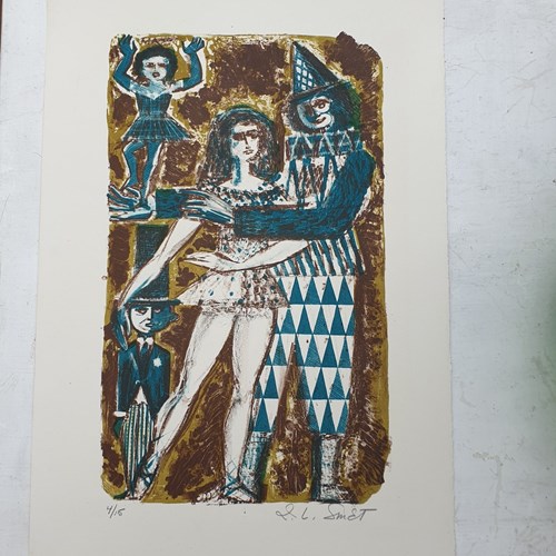 Lithograph Signed Smet, Belgium 1950'S