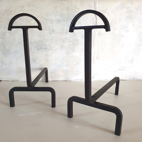 Modernist French Andirons/Fire Dogs Early 1970'S