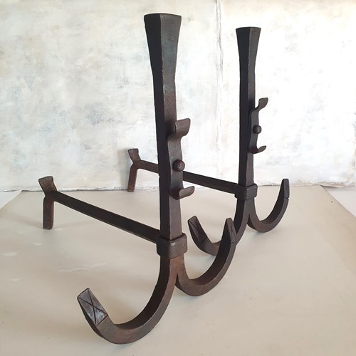 Amazing French Anchor Andirons 1950S