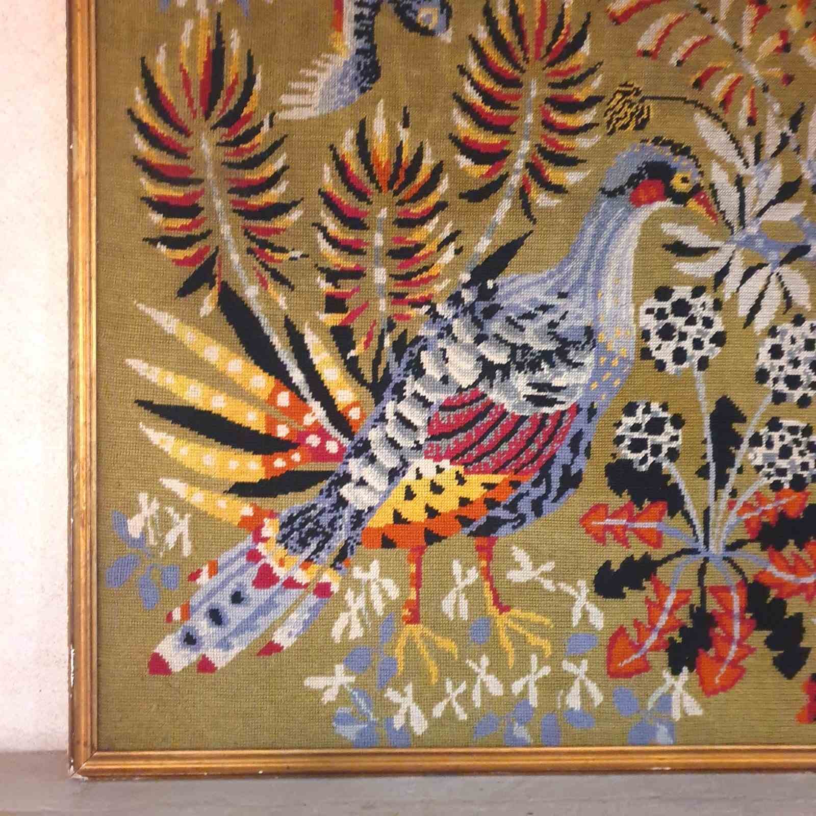 French Mid Century Needlepoint Tapestry - The Hoarde Vintage