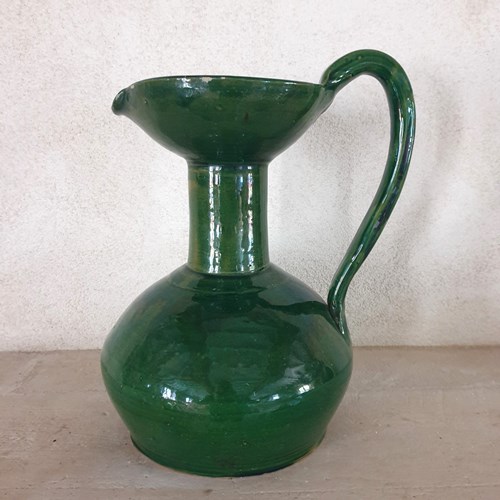 French Green Glazed Mid Century Pitcher