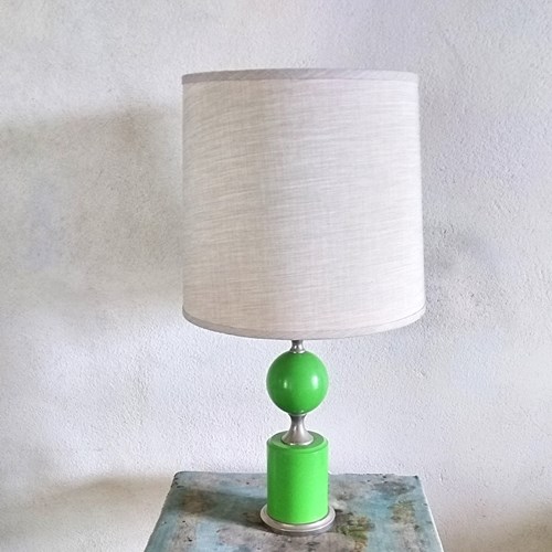A Vintage French Green Metal Lamp