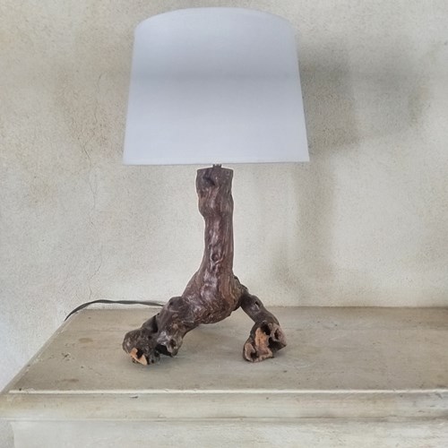 French Brutalist Vine Wood Lamp 1950'S