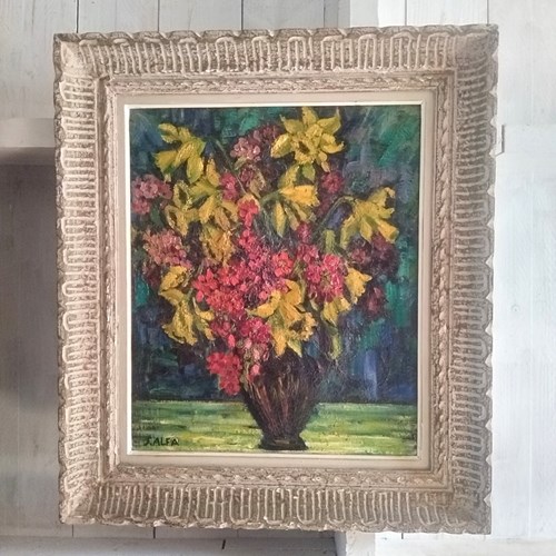 French 1950'S Expressionist Flower Painting