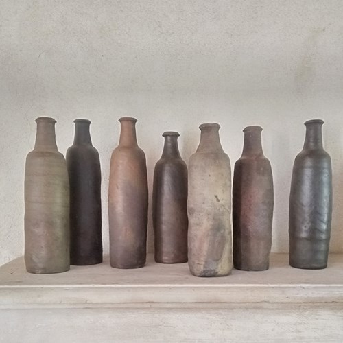 Antique French Sculptural Clay Bottles