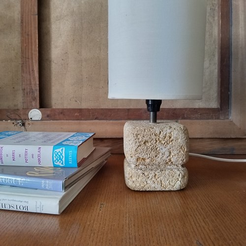 A French Rough Limestone Brutalist Lamp 1960'S