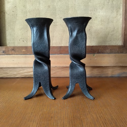 A Pair Of French Brutalist Candle Holders 1960'S