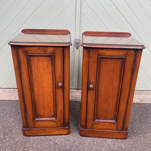 Pair Victorian Mahogany Bedside Cabinets
