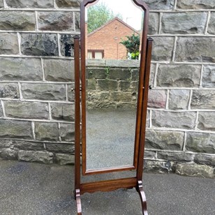 Antique Walnut Cheval Dressing Mirr...