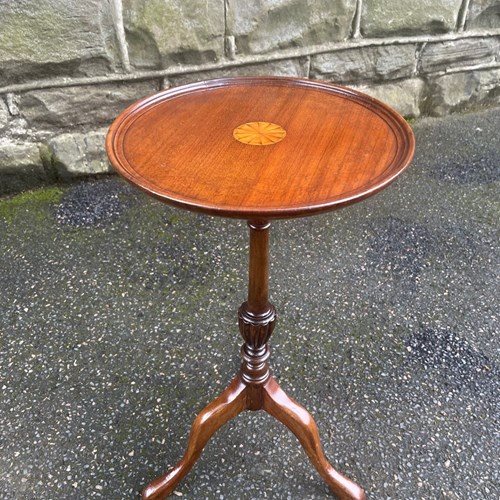 Antique Inlaid Mahogany Tripod Wine Table Coffee Table