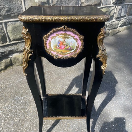 Antique Bronze & Serves Mounted Ladies Work Table