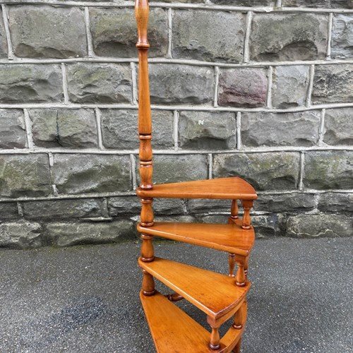 Vintage Mahogany Spiral Library Steps